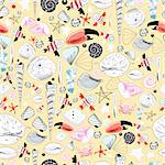 seamless pattern of amusing sea creatures on a yellow background graphic