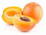 apricot fruits with cut isolated on white background