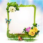 Mirror frame with roses and butterflies