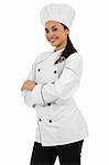 Stock image of female chef isolated on white background