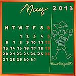 2013 calendar on a chalkboard, may design with the knowledgeable student profile for international schools