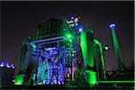 Landschaftspark Duisburg Nord at Night, Meiderich Huette, Duisburg, Ruhr Basin,  North Rhine Westphalia, Germany