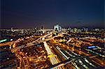 Aerial view of Tel Aviv lit up at night