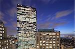 Buildings lit up at dusk, Back Bay, Boston, Massachusetts, USA