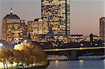 Teddy Ebersol Field and Back Bay at dusk, Boston, Massachusetts, USA