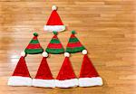 Christmas hats in shape of christmas tree