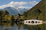 Black Dragon piscine parc et Jade Dragon Snow mountain, Lijiang, Yunnan, Chine, Asie