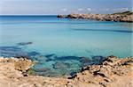 View across the turquoise waters of Cala Molto to Punta des Gullo, Cala Rajada, Mallorca, Balearic Islands, Spain, Mediterranean, Europe