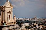 Gozo Cathedral and Xewkija Dome from the Citadel, Rabat (Victoria), Gozo, Malta, Mediterranean, Europe