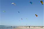 Kite surfing on Yanai beach, Israel, Middle East