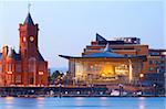 The Senedd (Welsh National Assembly Building) and Pier Head Building, Cardiff Bay, Cardiff, South Wales, Wales, United Kingdom, Europe