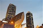 Golden fish by Frank Owen Gehry, Hotel Arts and Mapfre Tower, Olympic Harbour, La Barceloneta district, Barcelona, Catalonia, Spain, Europe