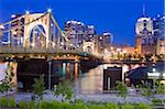 Roberto Clemente Bridge (6th Street Bridge) over the Allegheny River, Pittsburgh, Pennsylvania, United States of America, North America