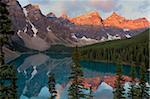 Early morning reflections in Moraine Lake, Banff National Park, UNESCO World Heritage Site, Alberta, Rocky Mountains, Canada, North America