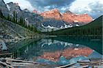 Early morning reflections in Moraine Lake, Banff National Park, UNESCO World Heritage Site, Alberta, Rocky Mountains, Canada, North America