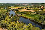 La rivière Dordogne et le paysage rural, Bastide ville de Domme, Les Plus Beaux Villages de France, Dordogne, France, Europe