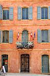 Mairie office with typical ochre coloured walls, Roussillon, Parc Naturel Regional du Luberon, Vaucluse, Provence, France, Europe