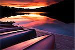 Upturned canoes beside Patricia Lake, Jasper National Park, UNESCO World Heritage Site, Alberta, Rocky Mountains, Canada, North America