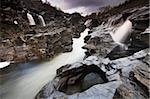 Eroded rock formations beside the River Orchy, Glen Orchy, Highland, Scotland, United Kingdom, Europe