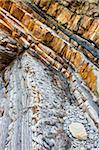 Geological rock strata at Sandymouth Bay in North Cornwall, England, United Kingdom, Europe