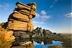 Affleurement de granit à selle Tor, Parc National de Dartmoor, Devon, Angleterre, Royaume-Uni, Europe