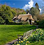 Frühling im malerischen Dorf Selworthy, Exmoor-Nationalpark, Somerset, England, Vereinigtes Königreich, Europa