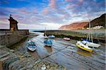 Low tide in Lynmouth Harbour, Exmoor National Park, Devon, England, United Kingdom, Europe