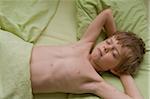 Boy with Chicken Pox in Bed