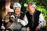 Elderly Couple Drinking Tea, Isen, Tokunoshima Island, Kagoshima Prefecture, Japan