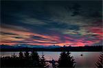 Fairweather montagnes à partir de Bartlett Cove au coucher du soleil, Glacier Bay National Park & préserver, sud-est de l'Alaska, l'été