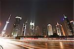 Skyline de Pudong pendant la nuit, Shanghai, Chine