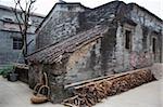 Blue brick walls of house at Majianglong village, Kaiping, China