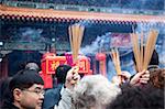 Crowded with worshippers in Chinese new year at Wong Tai Sin temple, Hong Kong