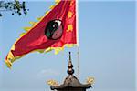 Drapeau de Ching Wan Koon Tsing Shan Temple, de nouveaux territoires, de Hong Kong