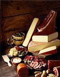 Cold meats and raclette cheeses