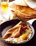 egg, ham and cheese crepe