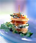 Salmon blini appetizer