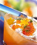 Fromage frais with salmon roe