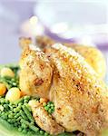 Roast chicken with baby vegetables