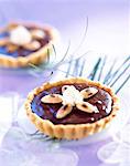 individual chocolate and almond tarts