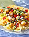 Fresh tagliatelles with seafood