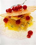 Pineapple and redcurrant biscuit dessert