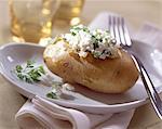 Potato stuffed with fromage frais and herbs