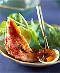 Red mullet with mango chutney