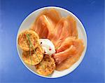 Smoked salmon, blinis and crème fraîche