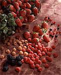 Erdbeeren, Himbeeren, Johannisbeeren und rote Johannisbeeren