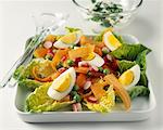 Carrot, egg, lettuce and radish country salad
