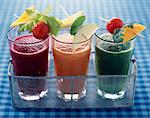 Glasses of fruit and vegatable smoothies