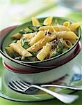 Penne pasta with asparagus and Morel mushrooms