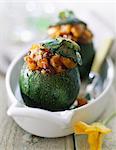 round courgette stuffed with poultry